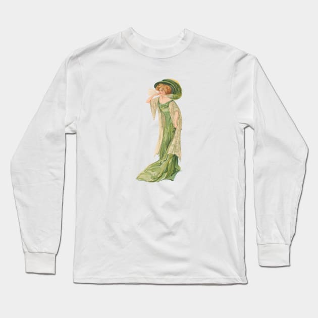 Edwardian society lady - Green Long Sleeve T-Shirt by chmdance